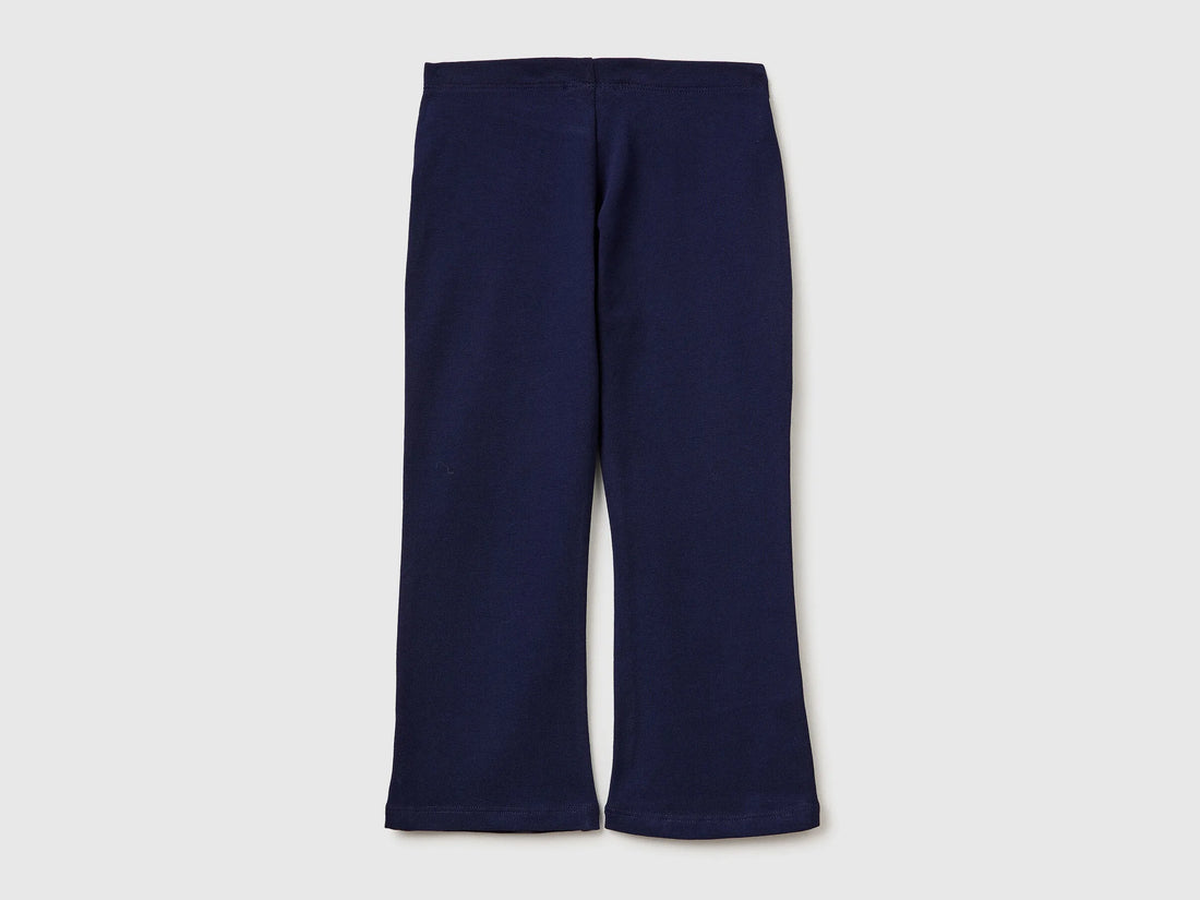Benetton Dark Blue Girls Stretch Cotton Flared Leggings SKU: 3MT1GF028_252 Image 02