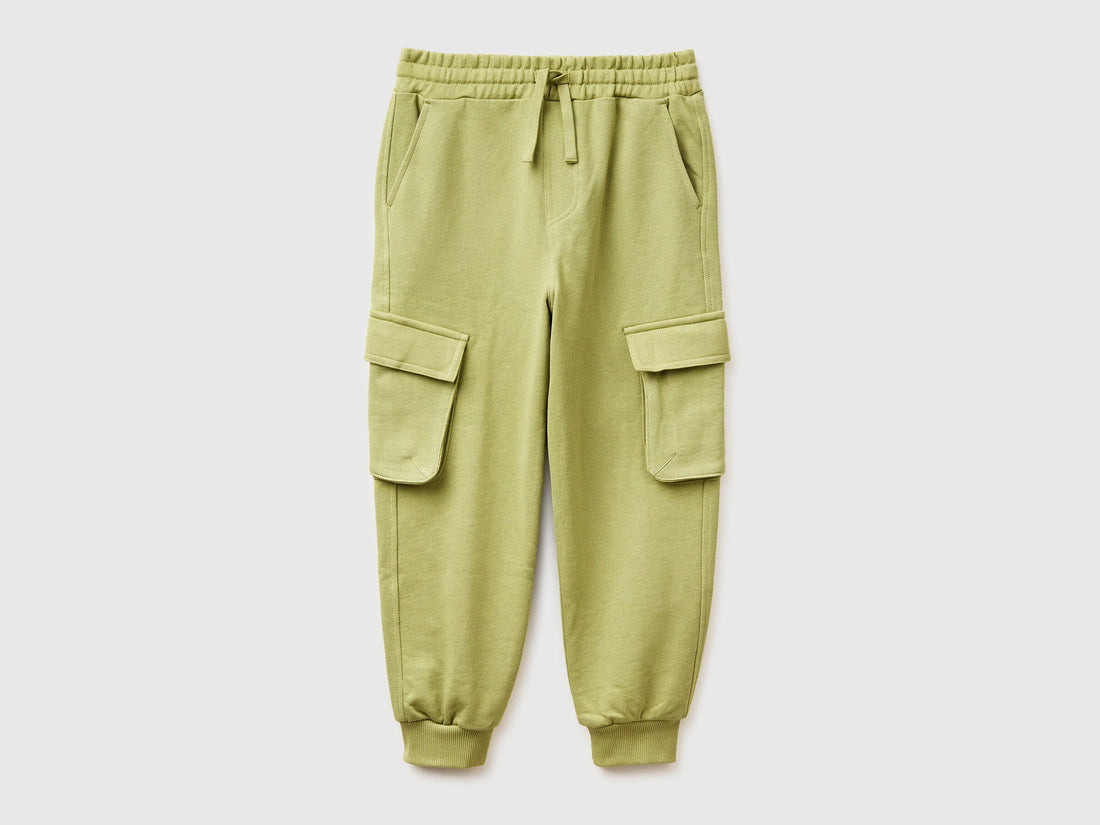 Benetton Military Green Boys Fleece Cargo Joggers SKU: 3NBMCF06I_1Q1 Image 01