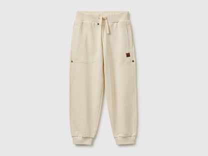 Benetton Creamy White Boys Fleece Joggers SKU: 3NBMCF06Z_3C9 Image 01