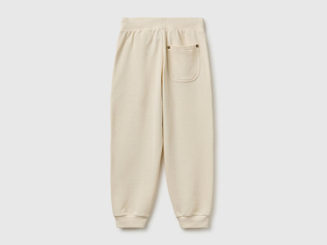 Benetton Creamy White Boys Fleece Joggers SKU: 3NBMCF06Z_3C9 Image 02