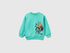 Benetton Light green Boys Oversized Sweatshirt with Print SKU: 3NBMG10M9_08N Image 01