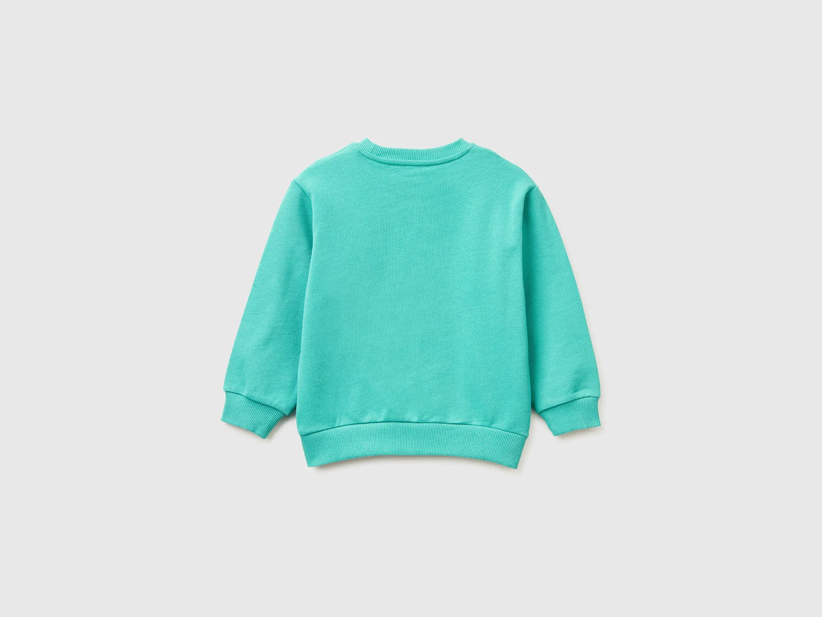 Benetton Light green Boys Oversized Sweatshirt with Print SKU: 3NBMG10M9_08N Image 02