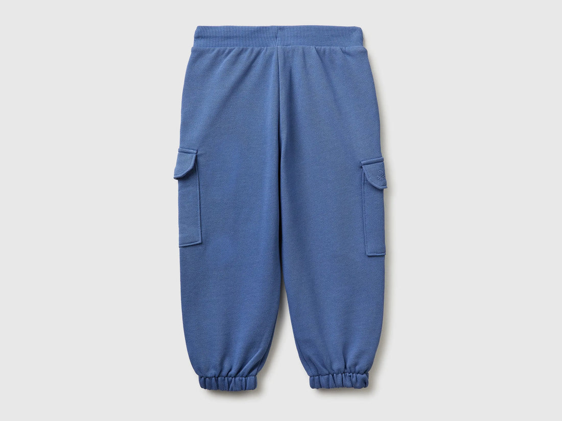 Benetton Air force blue Boys Fleece Cargo Joggers SKU: 3NBMGF045_05N Image 02