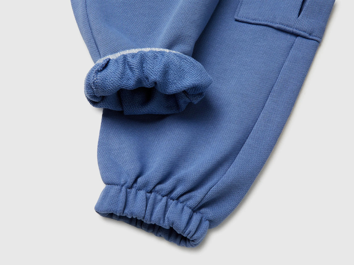 Benetton Air force blue Boys Fleece Cargo Joggers SKU: 3NBMGF045_05N Image 03
