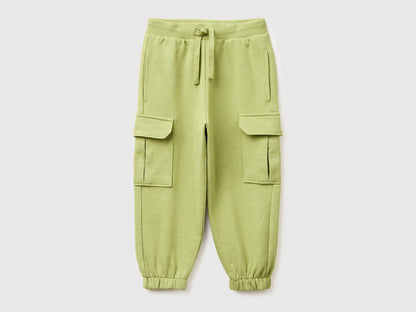 Benetton Military Green Boys Fleece Cargo Joggers SKU: 3NBMGF045_1Q1 Image 01