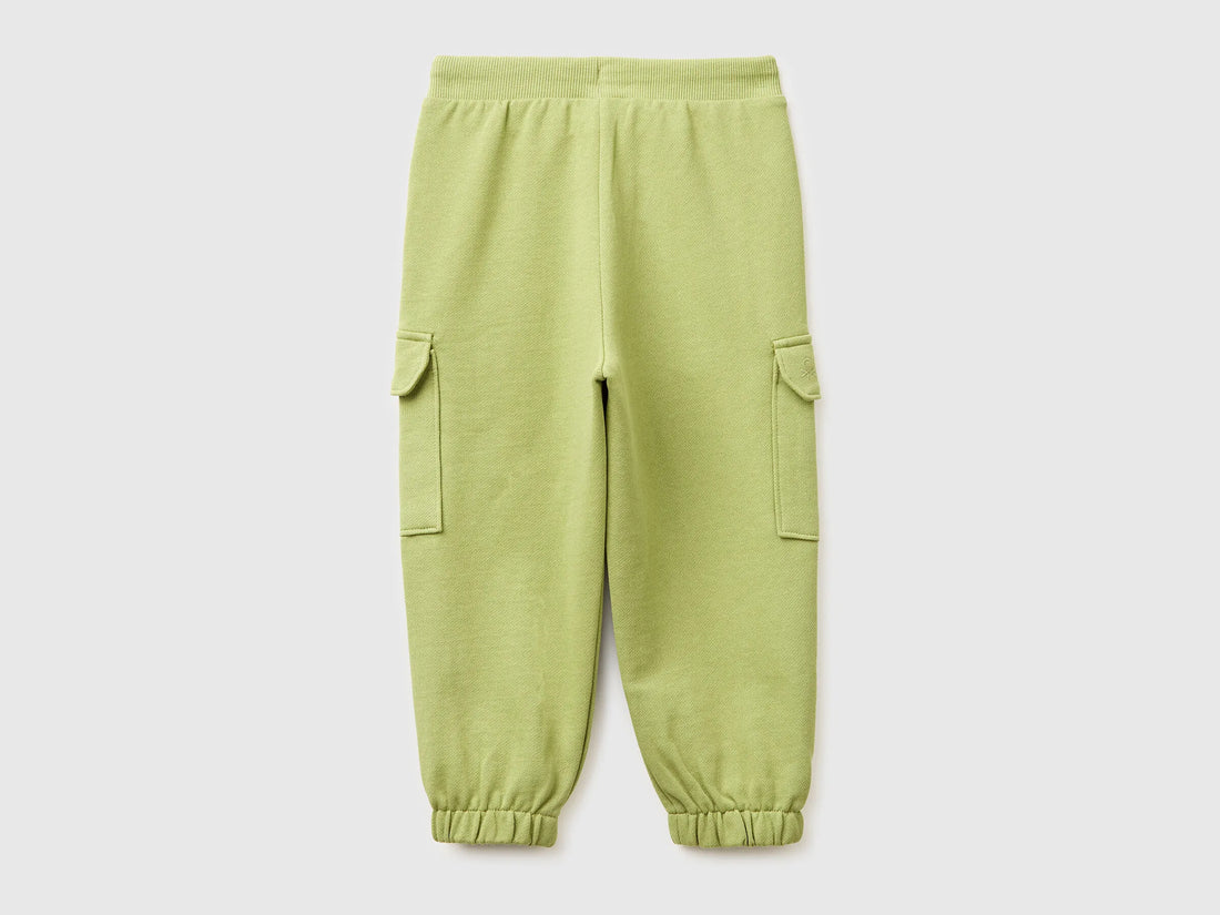 Benetton Military Green Boys Fleece Cargo Joggers SKU: 3NBMGF045_1Q1 Image 02