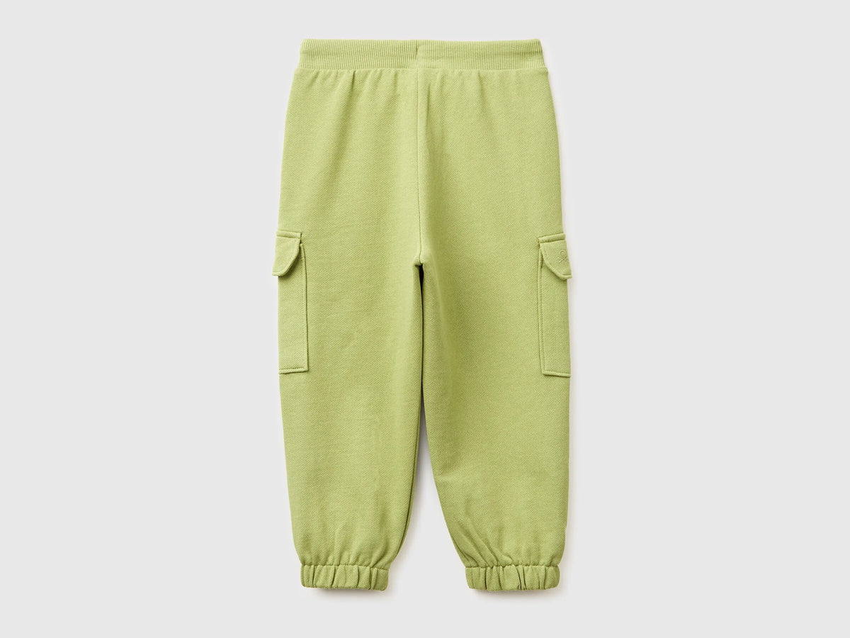 Benetton Military Green Boys Fleece Cargo Joggers SKU: 3NBMGF045_1Q1 Image 02