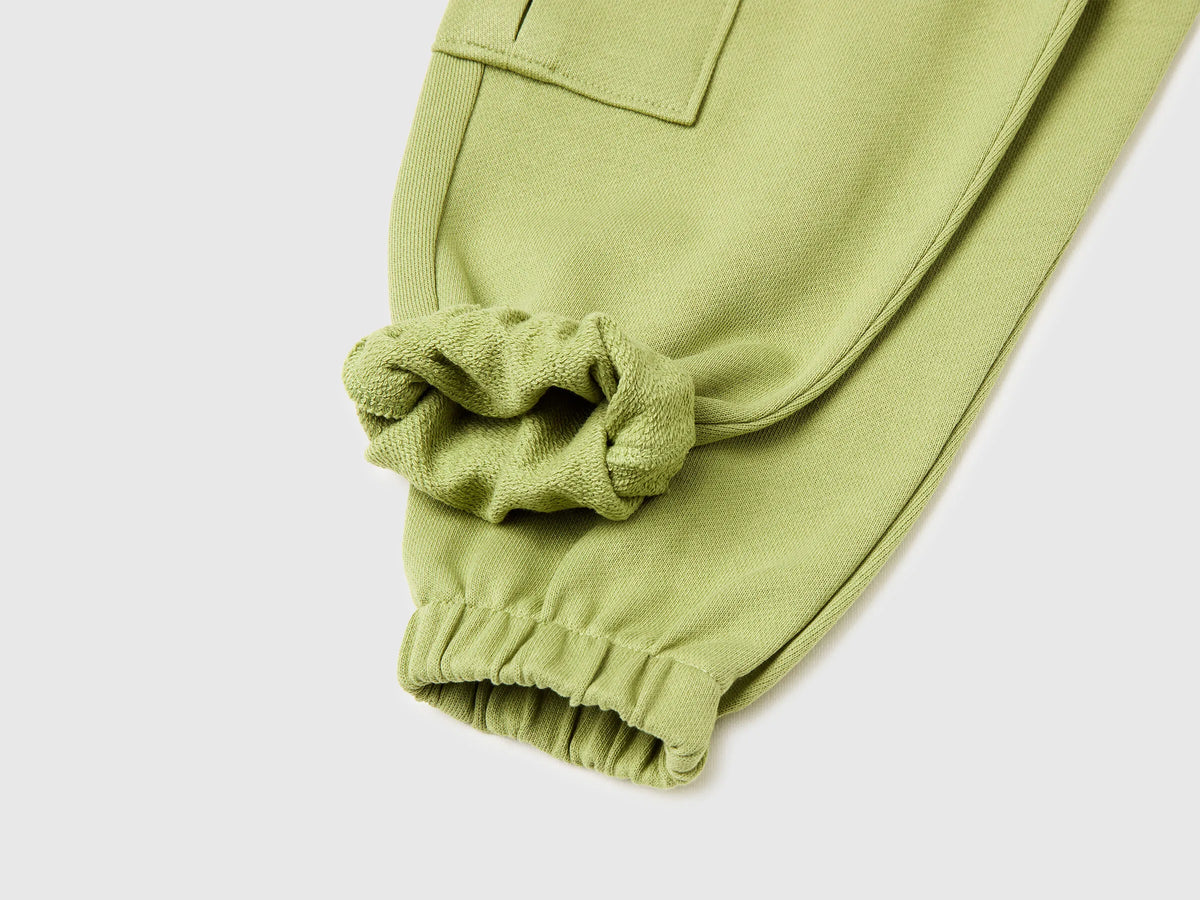 Benetton Military Green Boys Fleece Cargo Joggers SKU: 3NBMGF045_1Q1 Image 03