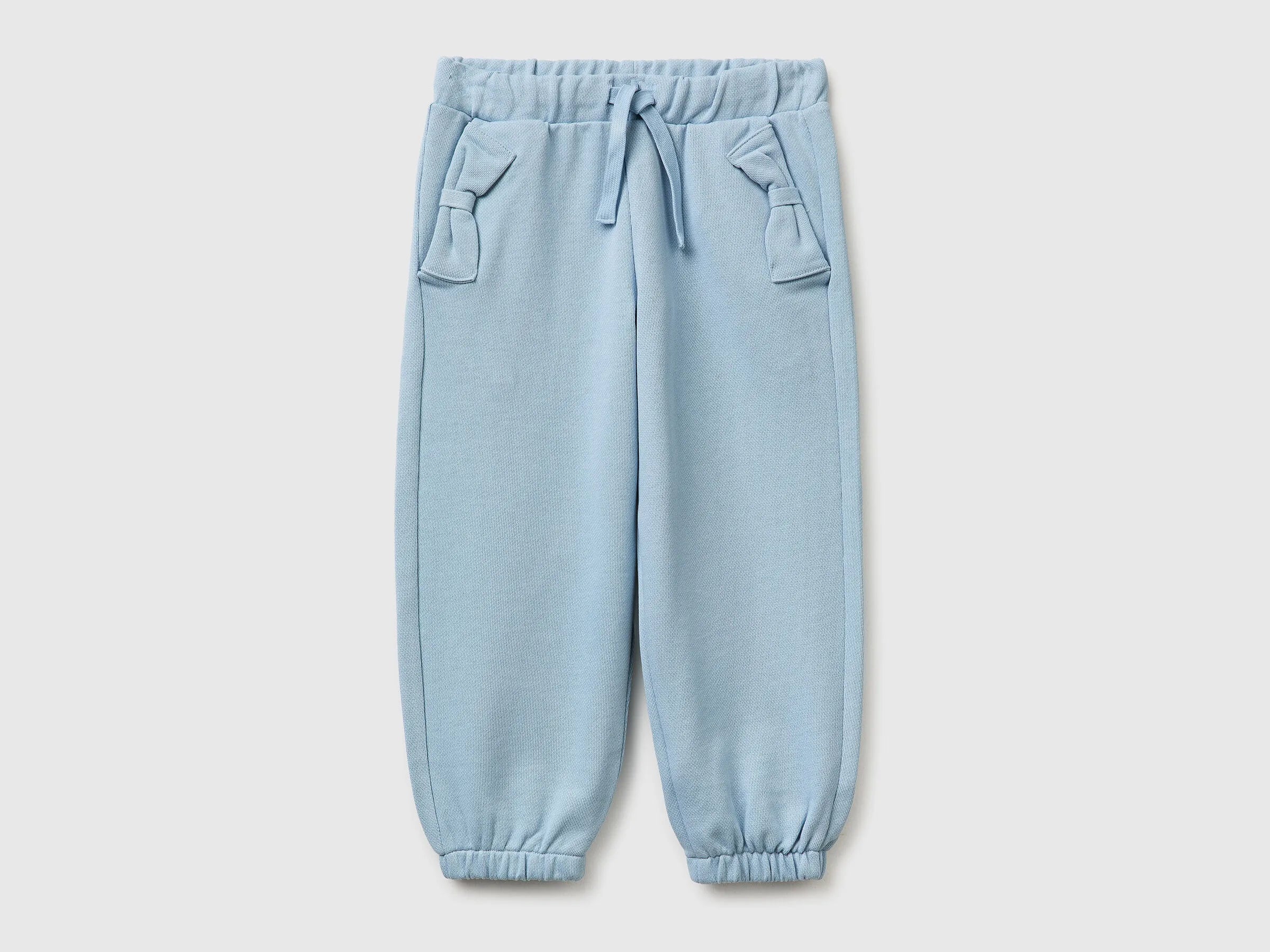 Benetton Light Blue Girls Sweatpants with Bows SKU: 3NBMGF05D_12C Image 01
