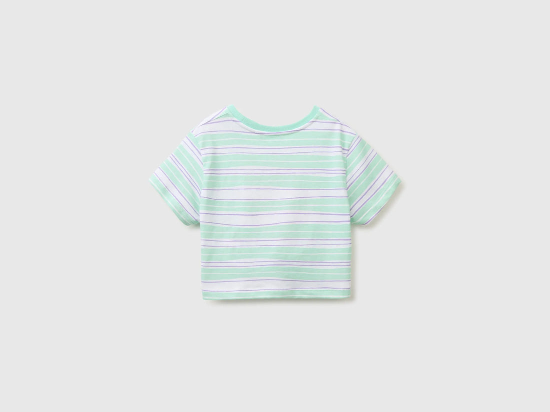 Benetton Multi-Color Girls Striped T-Shirt with Puffy Print SKU: 3P0UG10N7_73G Image 02