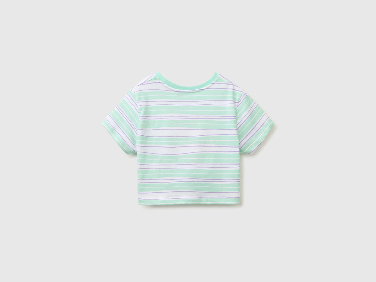 Benetton Multi-Color Girls Striped T-Shirt with Puffy Print SKU: 3P0UG10N7_73G Image 02