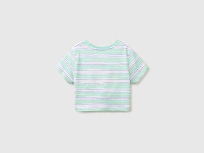 Benetton Multi-Color Girls Striped T-Shirt with Puffy Print SKU: 3P0UG10N7_73G Image 02