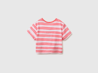 Benetton Multi-Color Girls Striped T-Shirt with Puffy Print SKU: 3P0UG10N7_73H Image 02