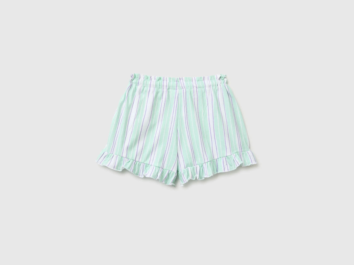 Benetton Multi-Color Girls Printed Shorts with Ruffles SKU: 3P0UG9029_73G Image 02