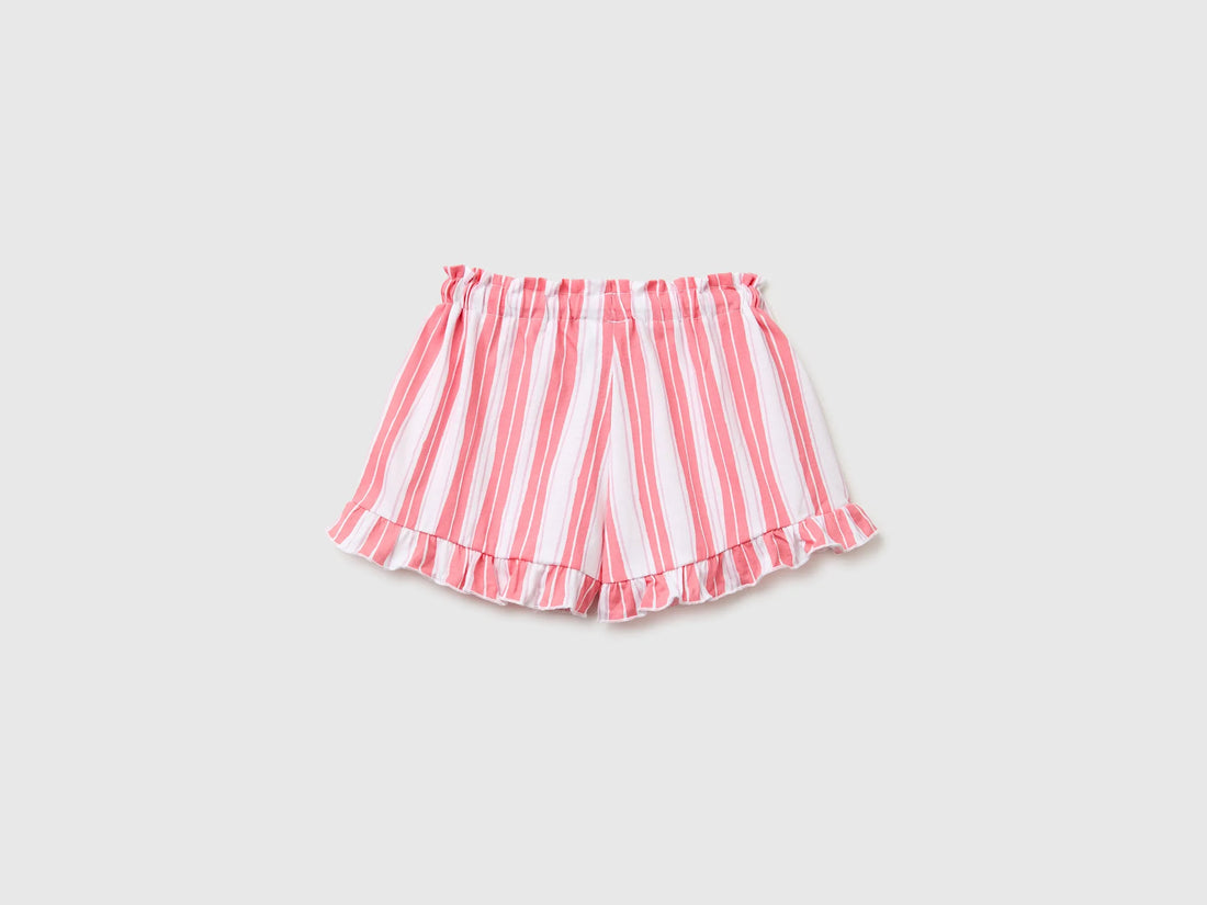 Benetton Multi-Color Girls Printed Shorts with Ruffles SKU: 3P0UG9029_73H Image 02
