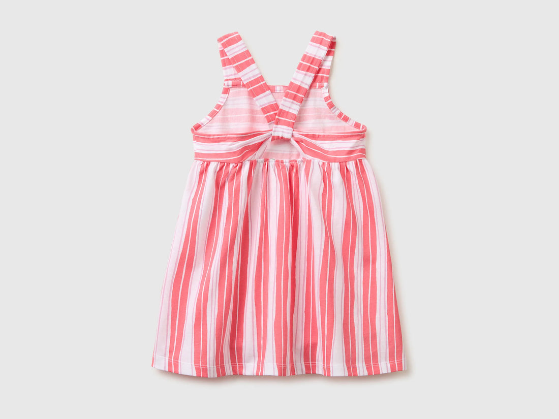 Benetton Orange Coral Girls Printed Dress SKU: 3P0UGV013_73H Image 02