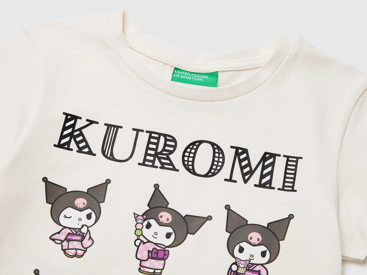Benetton Creamy White Girls Kuromi Hello Kitty T-Shirt SKU: 3P4ZC10SQ_00E Image 03