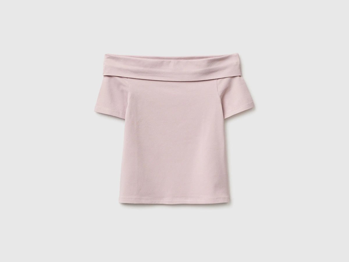Benetton Pink Girls Boat-Neck T-Shirt SKU: 3P4ZC10T4_0C3 Image 01