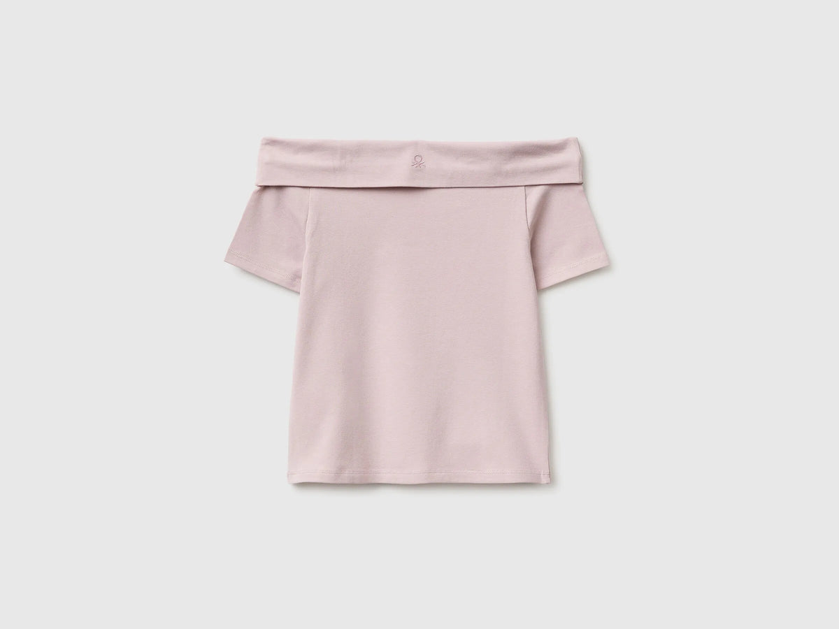 Benetton Pink Girls Boat-Neck T-Shirt SKU: 3P4ZC10T4_0C3 Image 02