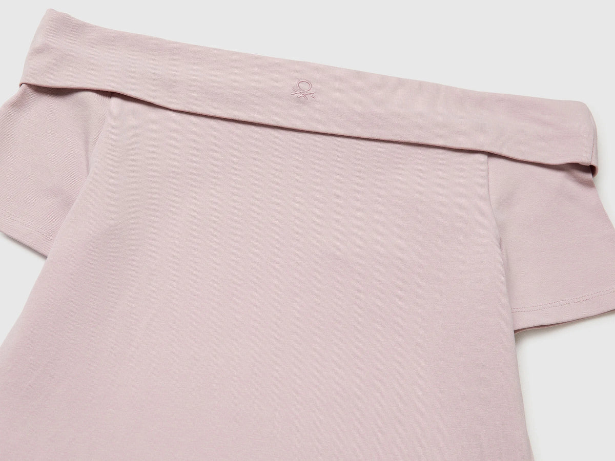 Benetton Pink Girls Boat-Neck T-Shirt SKU: 3P4ZC10T4_0C3 Image 03