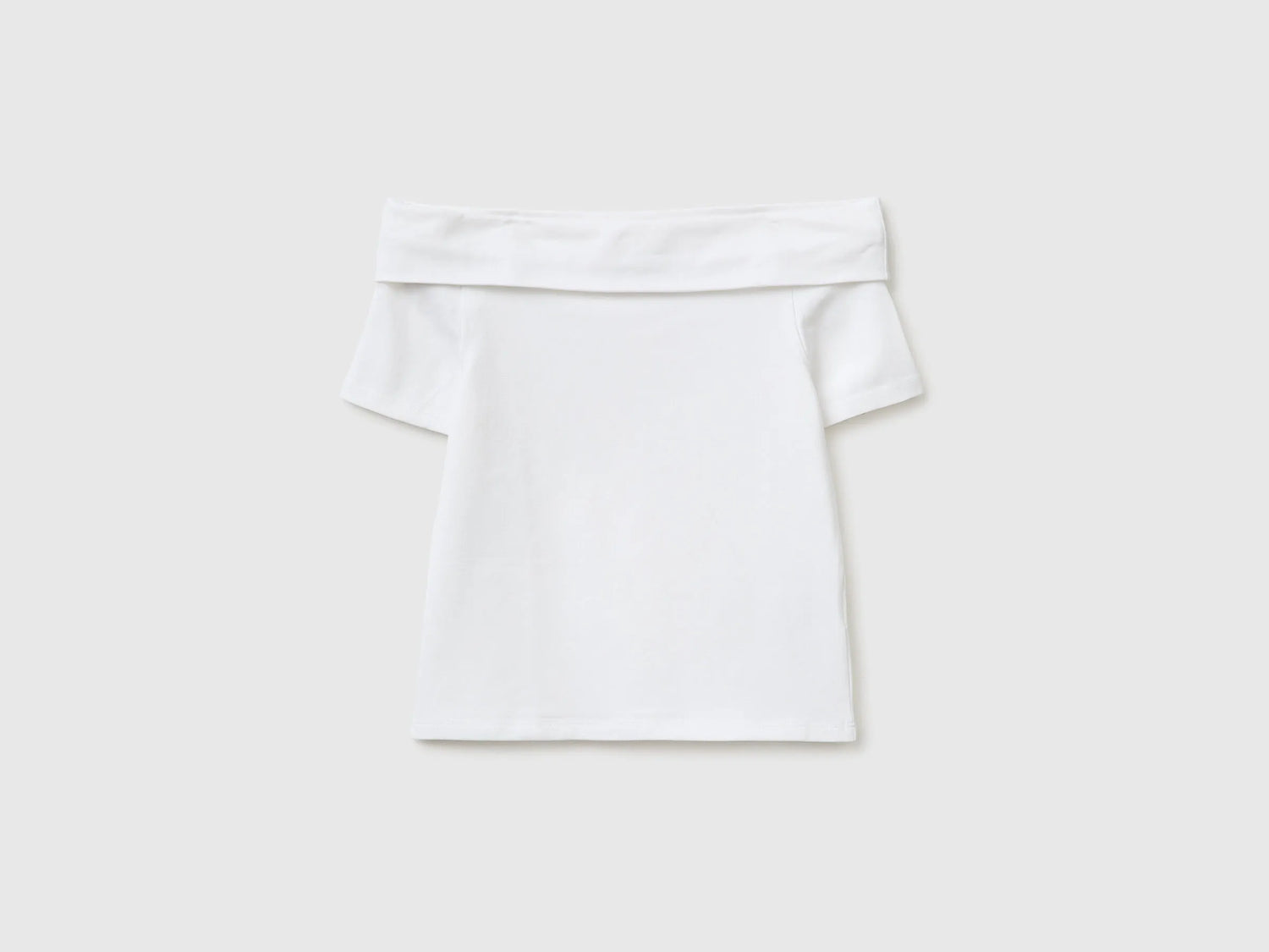 Benetton White Girls Boat-Neck T-Shirt SKU: 3P4ZC10T4_101 Image 01