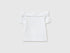 Benetton White Girls Boat-Neck T-Shirt SKU: 3P4ZC10T4_101 Image 01