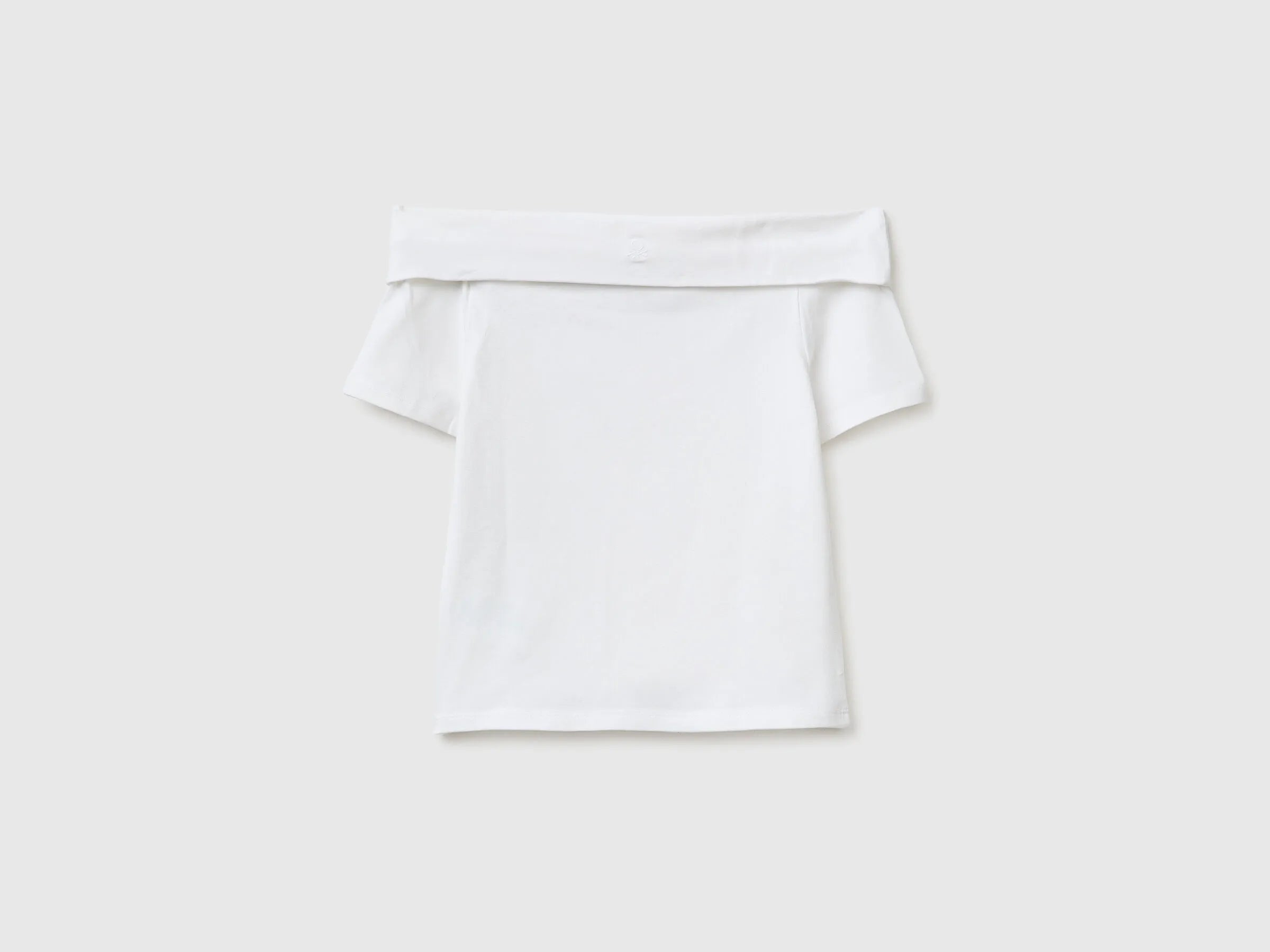 Benetton White Girls Boat-Neck T-Shirt SKU: 3P4ZC10T4_101 Image 02
