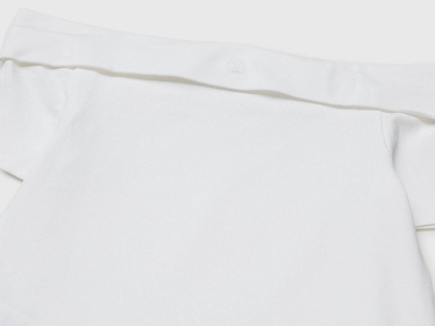 Benetton White Girls Boat-Neck T-Shirt SKU: 3P4ZC10T4_101 Image 03
