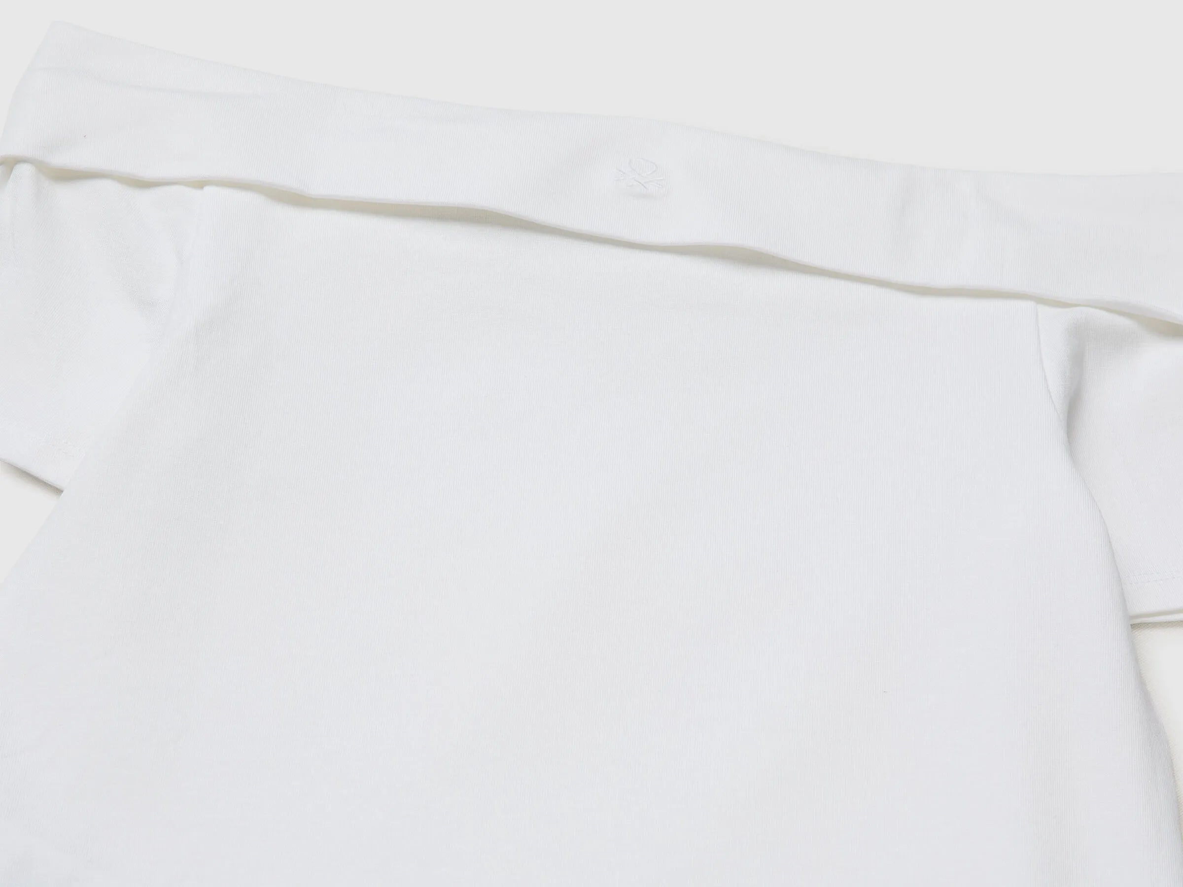 Benetton White Girls Boat-Neck T-Shirt SKU: 3P4ZC10T4_101 Image 03