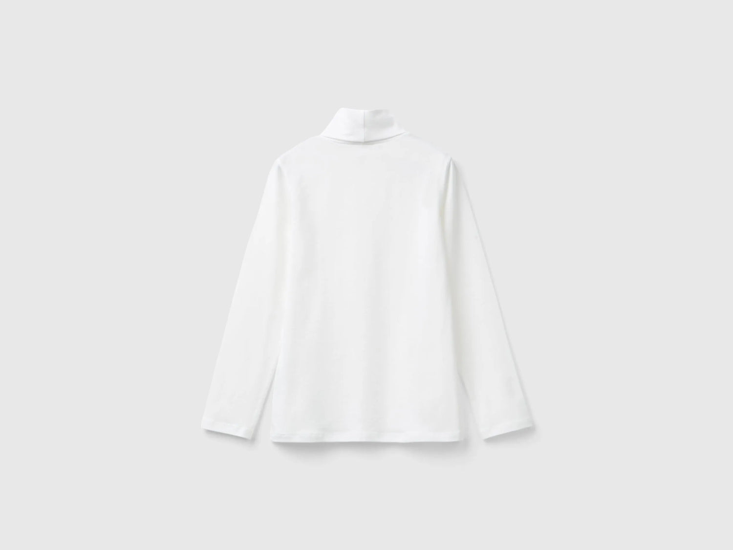 Benetton Creamy white Girls Stretch T-Shirt with High Neck SKU: 3P4ZC202N_074 Image 02