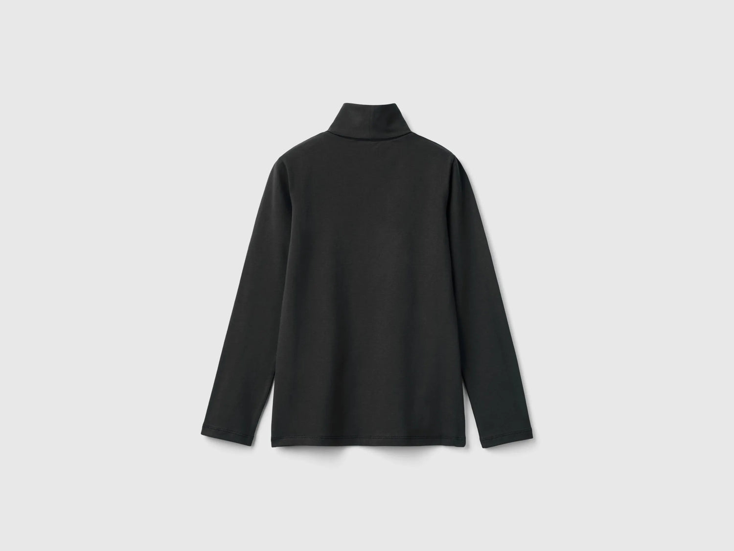 Benetton Black Girls Stretch T-Shirt with High Neck SKU: 3P4ZC202N_100 Image 02