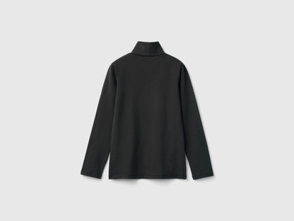 Benetton_Black_Stretch T-Shirt with High Neck_3P4ZC202N_100_02