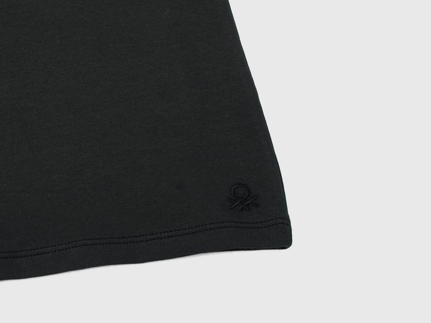 Benetton Black Girls Stretch T-Shirt with High Neck SKU: 3P4ZC202N_100 Image 03