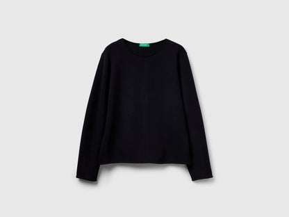 Benetton_Black_Stretch Modal T-Shirt_3QAFD10AU_100_05