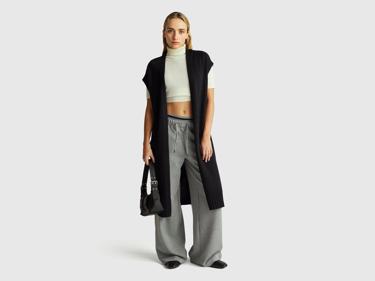 Benetton_Gray_Wide Trousers in Stretch Modal_3QAFDF01D_907_01