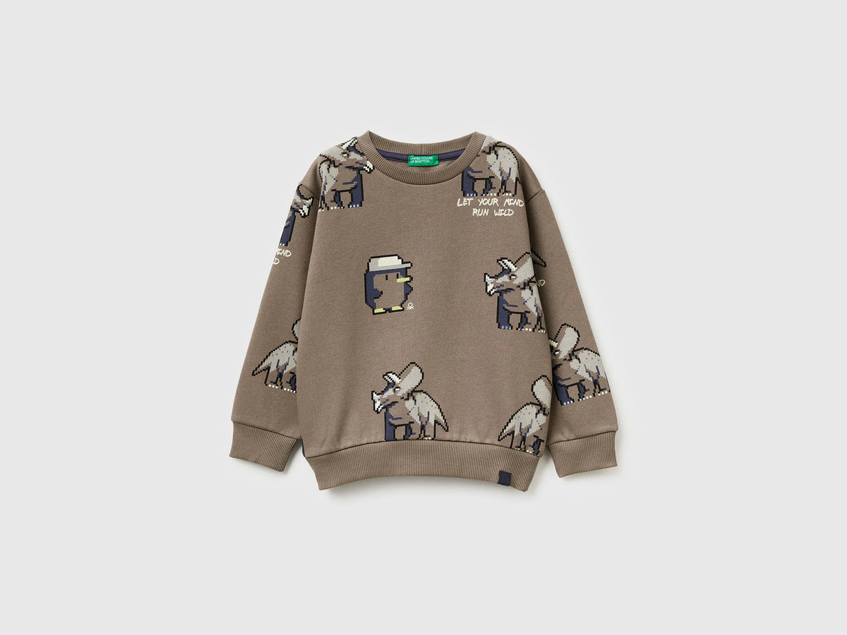 Benetton_Dove Gray_Regular Fit Sweatshirt with Print_3QHCG10KX_68U_01