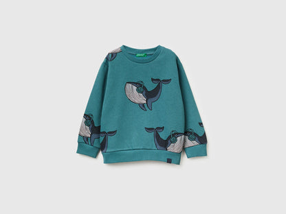 Benetton_Teal_Regular Fit Sweatshirt with Print_3QHCG10KX_70A_01