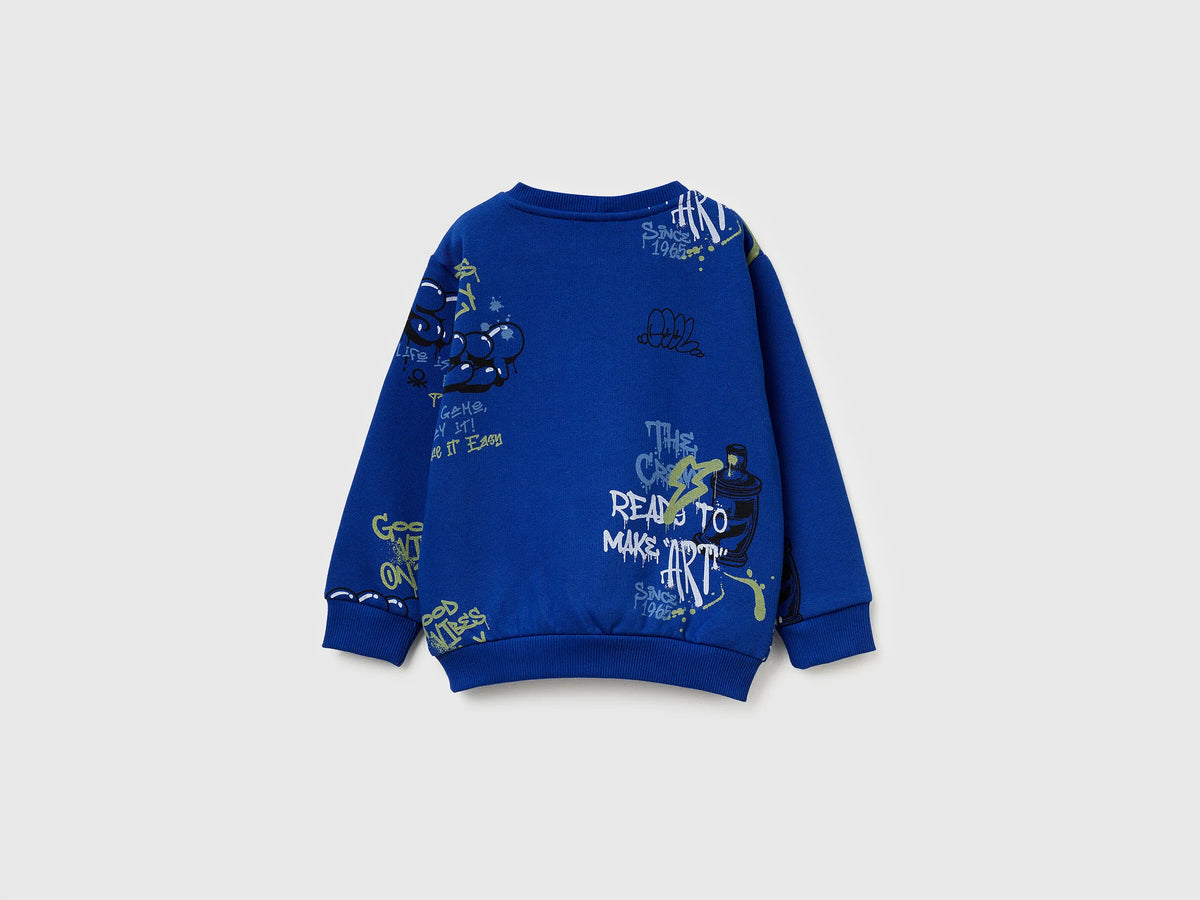 Benetton_Bright Blue_Regular Fit Sweatshirt with Print_3QHCG10KX_70R_02