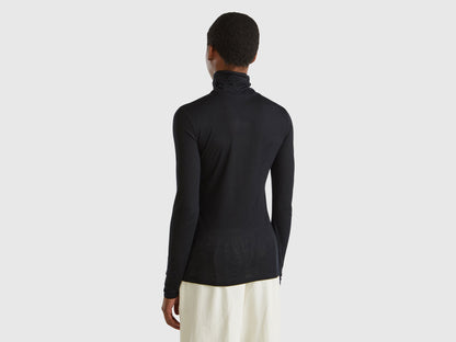 Turtleneck T-Shirt in Viscose and Cashmere Blend_3R0KD2013_700_02