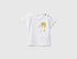 Benetton White Baby T-Shirt with Pocket and Little Animal SKU: 3SDLA107A_101 Image 01