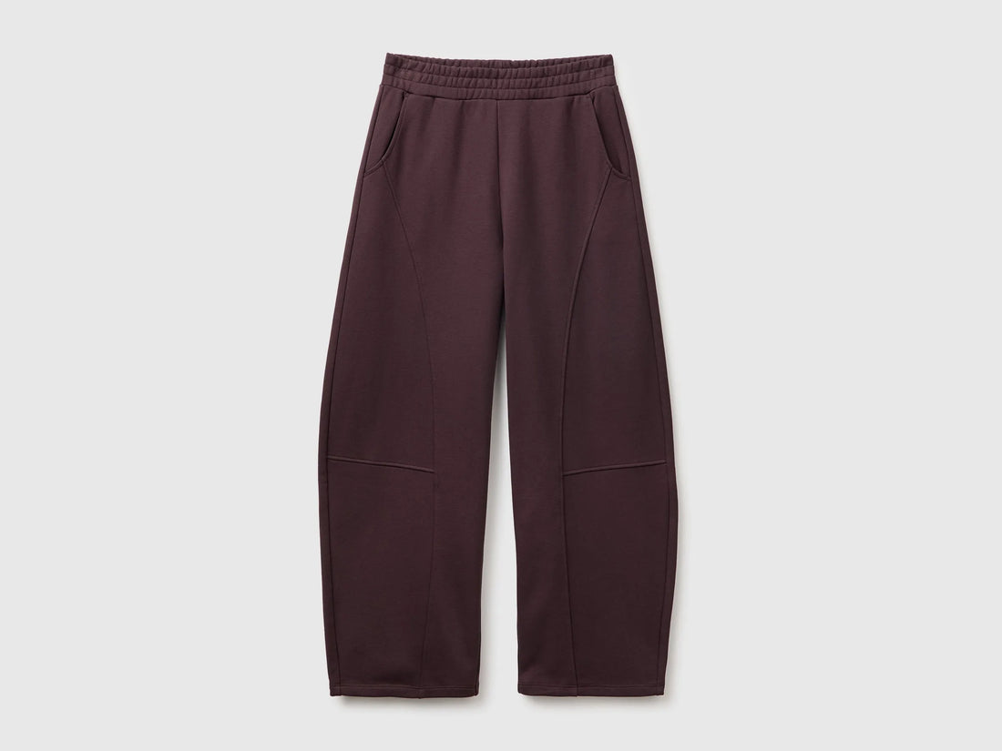 Benetton Dark Brown Women Barrel Fit Sweatpants SKU: 3SKGDF01N_0G3 Image 01
