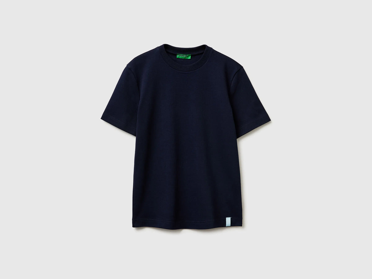 Benetton Dark Blue Women Regular Fit Crew Neck T-Shirt SKU: 3T5BD10CA_016 Image 01