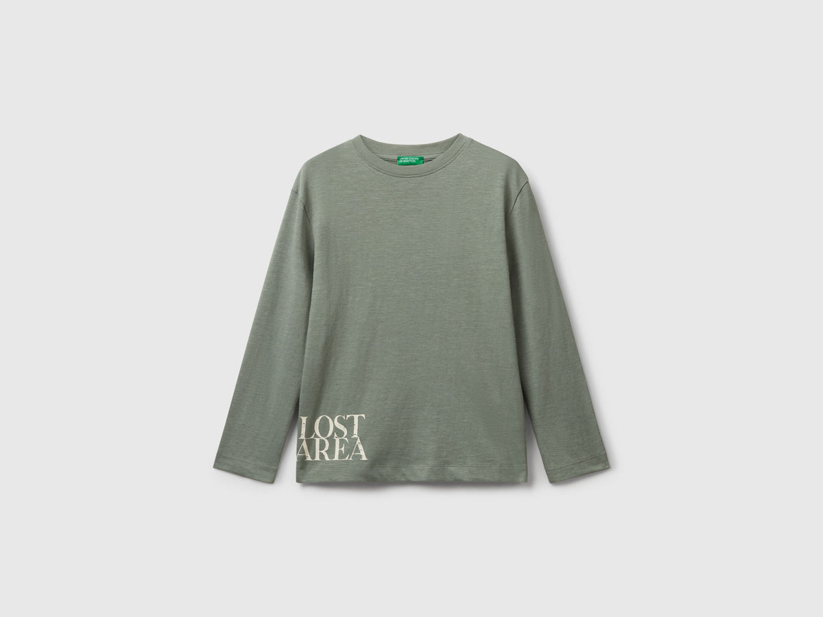 Benetton_Light Green_T-Shirt with Print on Front and Back_3TAMC10PV_075_01