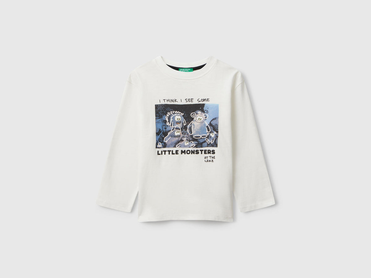 Benetton_Creamy White_T-Shirt with Monster Print_3TAMG10KM_074_01