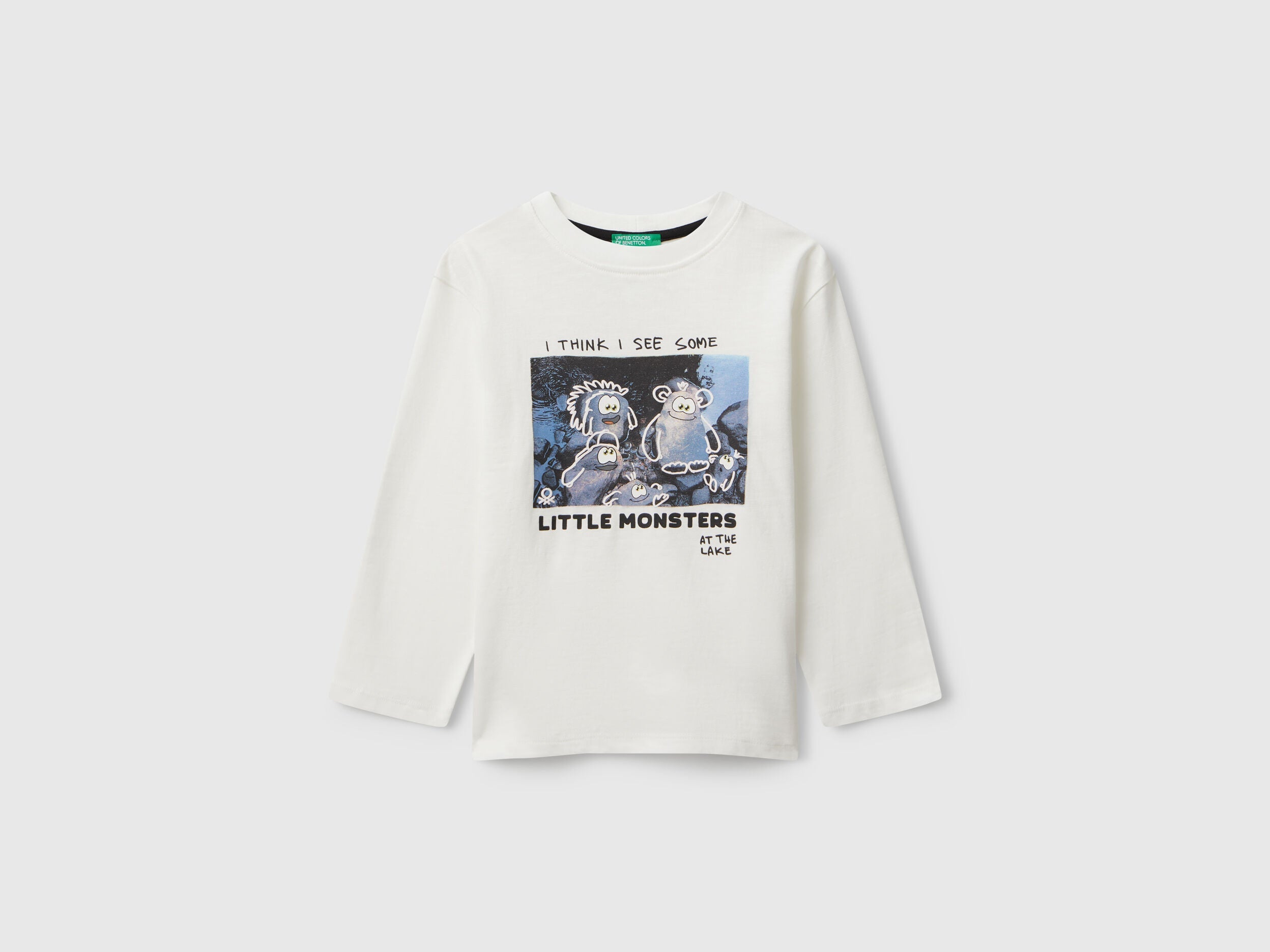Benetton_Creamy White_T-Shirt with Monster Print_3TAMG10KM_074_01
