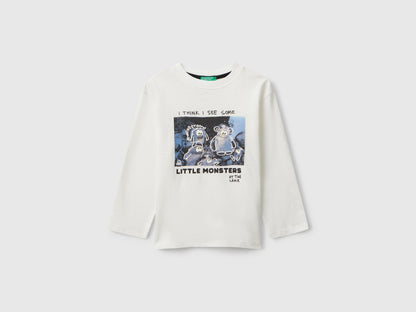 Benetton_Creamy White_T-Shirt with Monster Print_3TAMG10KM_074_01