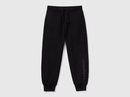Benetton Black Boys Warm Sweatpants with Print SKU: 3TU2CF068_100 Image 01
