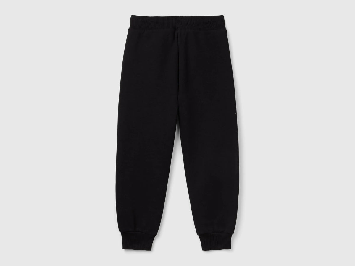 Benetton Black Boys Warm Sweatpants with Print SKU: 3TU2CF068_100 Image 02