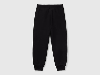 Benetton Black Boys Warm Sweatpants with Print SKU: 3TU2CF068_100 Image 02