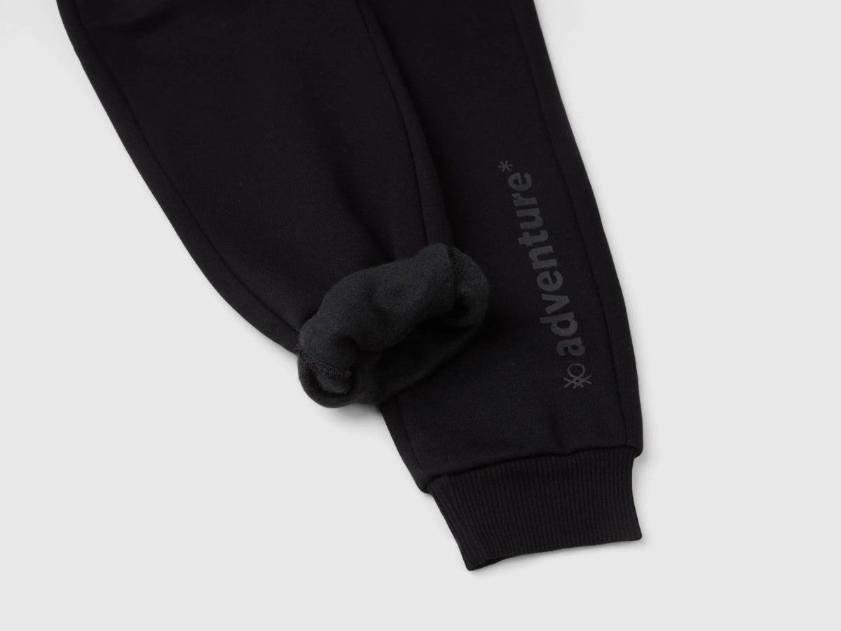 Benetton Black Boys Warm Sweatpants with Print SKU: 3TU2CF068_100 Image 03